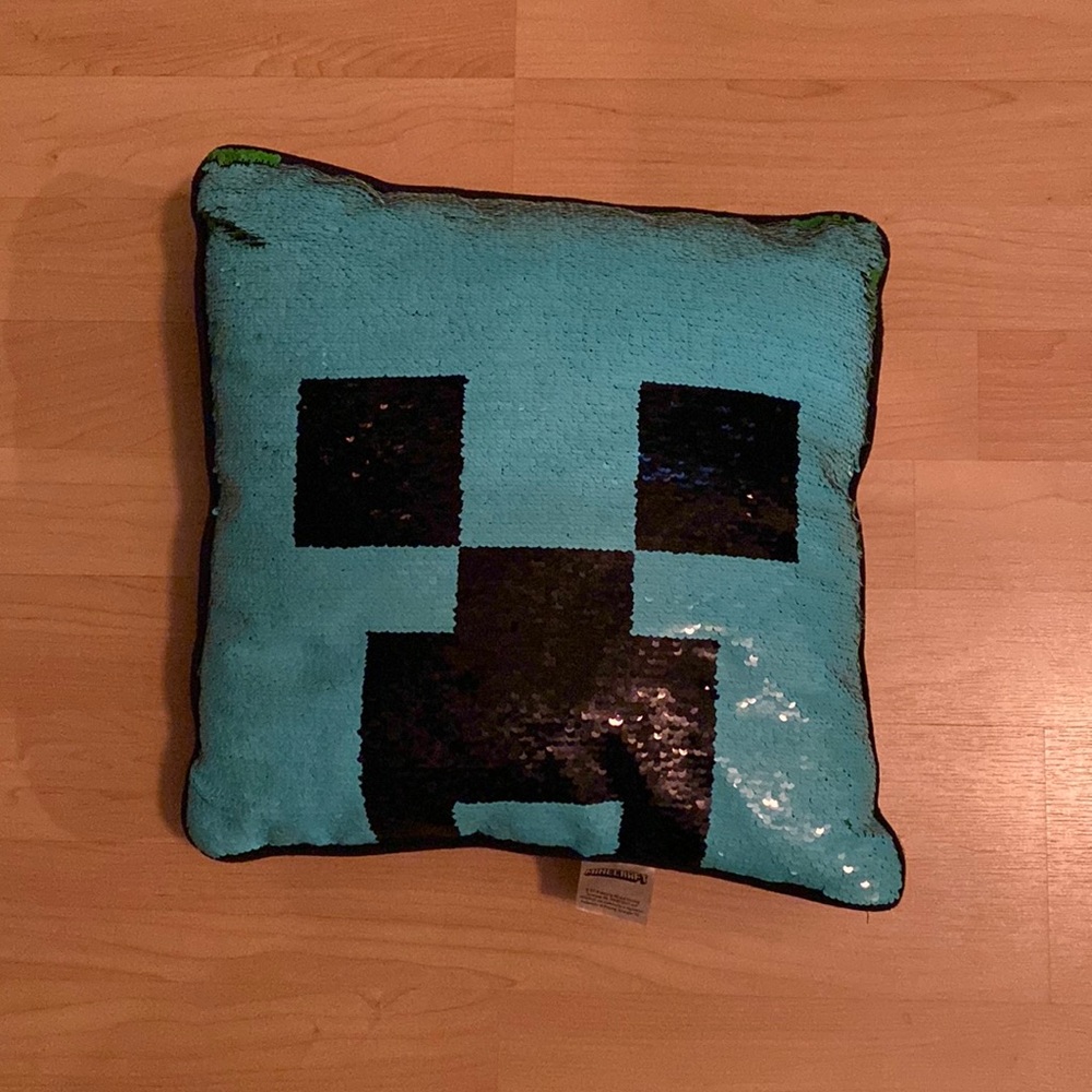 Minecraft Creeper Reversible Sequin Throw Pillow